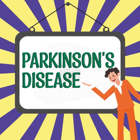 Foto de Signo de texto que muestra la enfermedad de Parkinsons, negocio muestra trastorno del sistema nervioso que afecta el movimiento y las habilidades cognitivas - Imagen libre de derechos