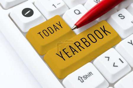 Photo for Inspiration showing sign Yearbook, Word Written on publication compiled by graduating class as a record of the years activities - Royalty Free Image