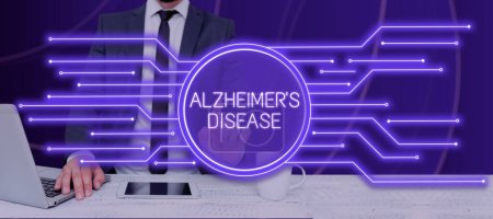 Téléchargez les photos : Écrire afficher du texte Maladie d'Alzheimer, concept signifiant détérioration mentale avancée qui se produit dans la vieillesse - en image libre de droit
