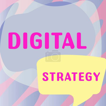 Foto de Texto que muestra inspiración Estrategia Digital, Plan de visión general empresarial para maximizar los beneficios empresariales de los activos de datos - Imagen libre de derechos