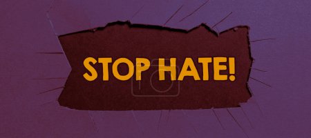 Foto de Señal de escritura a mano Stop Hate, Internet Concept Prevenir la presión agresiva o intimidación a los demás - Imagen libre de derechos