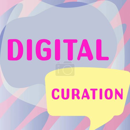 Téléchargez les photos : Légende conceptuelle Curation numérique, Word pour la collection de maintenance et l'archivage des actifs numériques - en image libre de droit