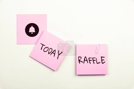 Photo for Text showing inspiration Raffle, Business showcase means of raising money by selling numbered tickets offer as prize - Royalty Free Image