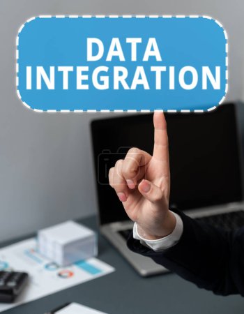 Photo for Text caption presenting Data Integration, Business approach involves combining data residing in different sources - Royalty Free Image