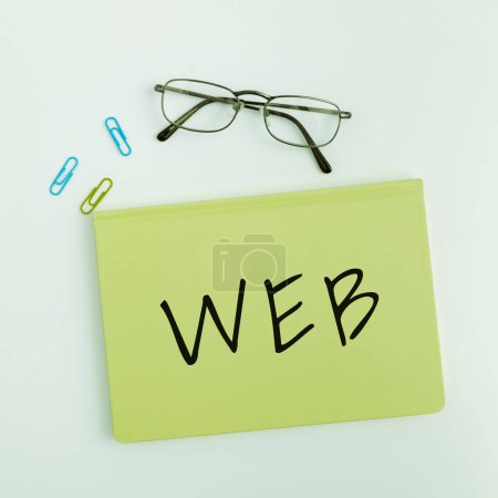 Photo for Text sign showing Web, Concept meaning a system of Internet servers that support specially formatted documents - Royalty Free Image