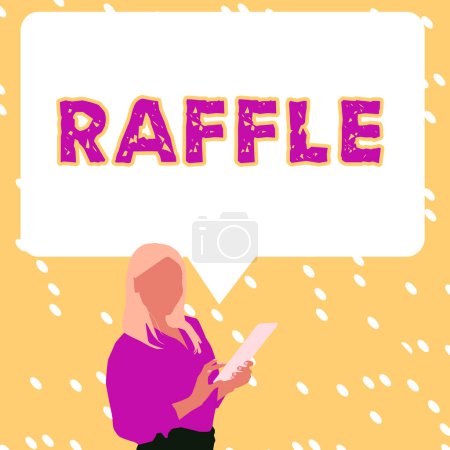 Photo for Handwriting text Raffle, Business idea means of raising money by selling numbered tickets offer as prize - Royalty Free Image