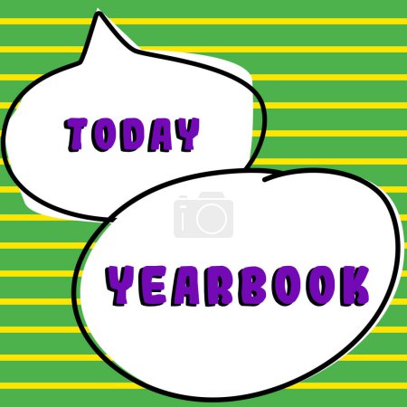 Photo for Text showing inspiration Yearbook, Word for publication compiled by graduating class as a record of the years activities - Royalty Free Image