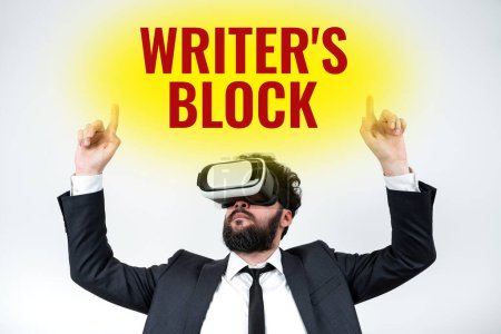Photo for Writing displaying text Writer S Block, Concept meaning Condition of being unable to think of what to write - Royalty Free Image
