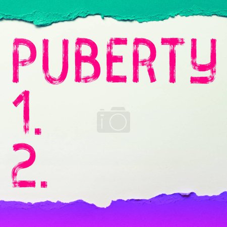 Téléchargez les photos : Légende du texte présentant Puberty, Concept signifiant la période de devenir le premier capable de se reproduire sexuellement - en image libre de droit