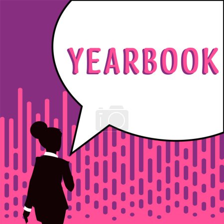Photo for Writing displaying text Yearbook, Business showcase publication compiled by graduating class as a record of the years activities - Royalty Free Image