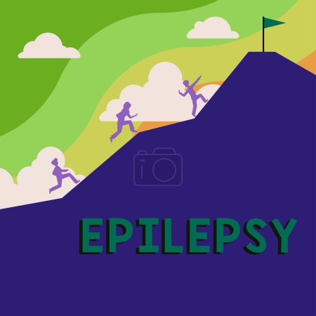 Foto de Signo que muestra epilepsia, palabra escrita en el cuarto trastorno neurológico más común Convulsiones impredecibles - Imagen libre de derechos