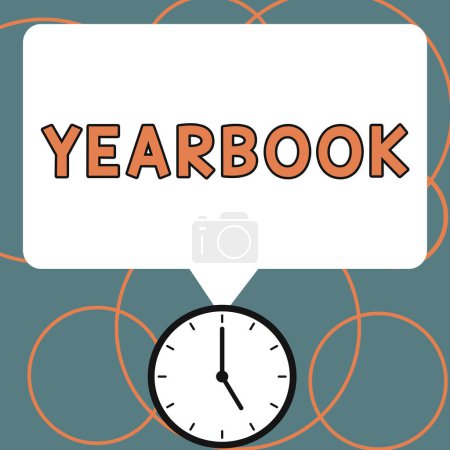 Photo for Conceptual display Yearbook, Business concept publication compiled by graduating class as a record of the years activities - Royalty Free Image