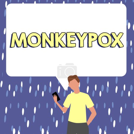 Téléchargez les photos : Écriture de texte Monkeypox, Concept signifiant poxvirus de l'Afrique causé par principalement chez les rongeurs et les primates sauvages - en image libre de droit
