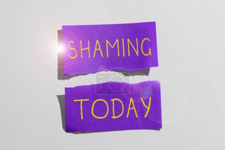 Photo for Text sign showing Shaming, Conceptual photo subjecting someone to disgrace, humiliation, or disrepute by public exposure - Royalty Free Image