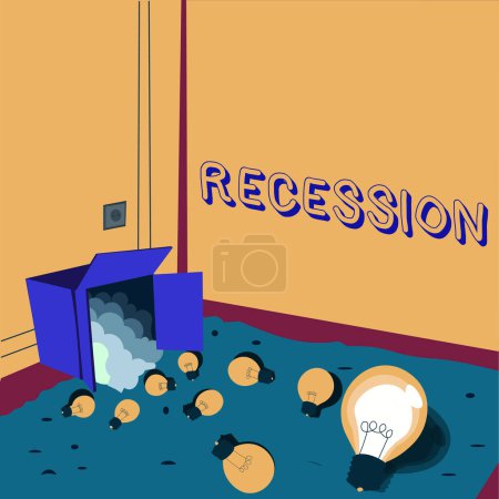 Foto de Visualización conceptual Recesión, Concepto que significa el proceso de disminución progresiva en el crecimiento, período de reducción - Imagen libre de derechos