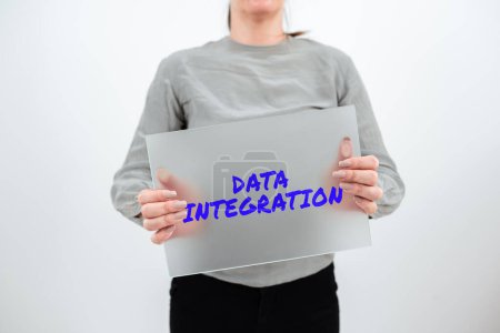 Photo for Text caption presenting Data Integration, Word Written on involves combining data residing in different sources - Royalty Free Image