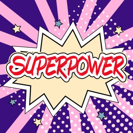 Photo for Text sign showing Superpower, Business overview a power or ability of a kind enables and enforces the bearer - Royalty Free Image