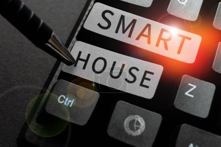 Photo for Inspiration showing sign Smart House, Word for homes that have electronic devices and controlled remotely - Royalty Free Image