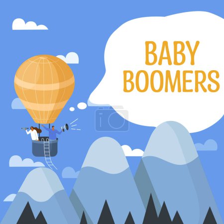 Foto de Inspiración mostrando signo Baby Boomers, Palabra para persona que nace en los años siguientes a la Segunda Guerra Mundial - Imagen libre de derechos