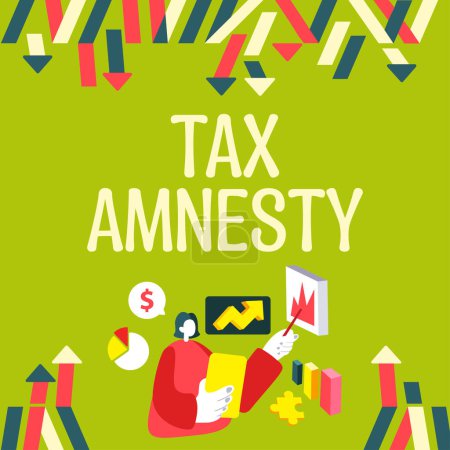 Foto de Indicación conceptual Amnistía fiscal, Word Escrito en oportunidad de tiempo limitado para que un grupo específico de contribuyentes pague - Imagen libre de derechos