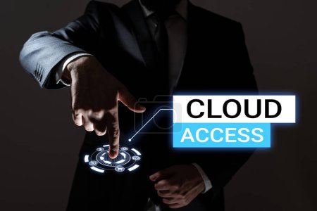 Téléchargez les photos : Texte manuscrit Cloud Access, Business showcase Outil logiciel entre l'organisation et le fournisseur - en image libre de droit