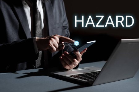 Photo for Text sign showing Hazard, Business idea account or statement describing the danger or risk - Royalty Free Image