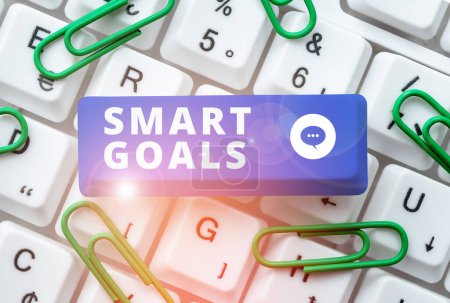 Photo for Writing displaying text Smart Goals, Internet Concept mnemonic used as a basis for setting objectives and direction - Royalty Free Image