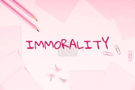Photo for Conceptual display Immorality, Business concept the state or quality of being immoral, wickedness - Royalty Free Image