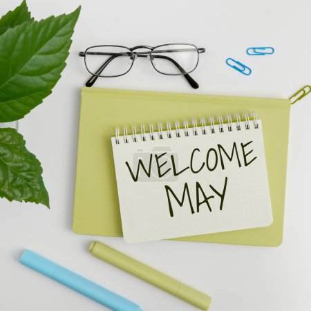 Photo for Text caption presenting Welcome May, Business overview Calendar Sixth Month Second Quarter Thirty days Greetings - Royalty Free Image