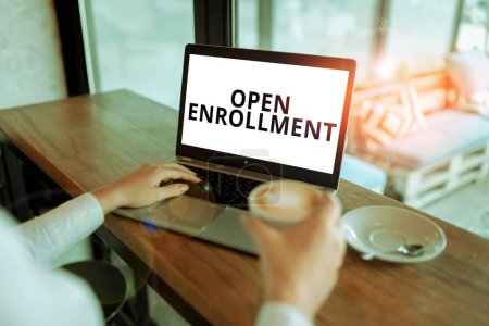 Photo for Handwriting text Open Enrollment, Business overview The yearly period when people can enroll an insurance - Royalty Free Image