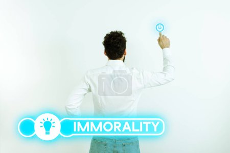 Photo for Sign displaying Immorality, Business showcase the state or quality of being immoral, wickedness - Royalty Free Image
