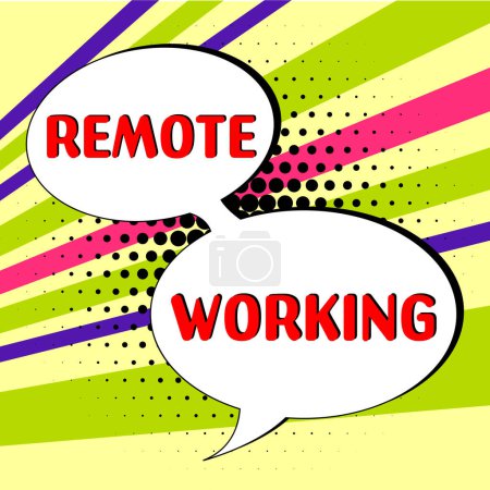 Photo for Hand writing sign Remote Working, Internet Concept situation in which an employee works mainly from home - Royalty Free Image