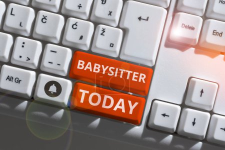 Photo for Handwriting text Babysitter, Word for to care for children usually during a short absence of the parents - Royalty Free Image