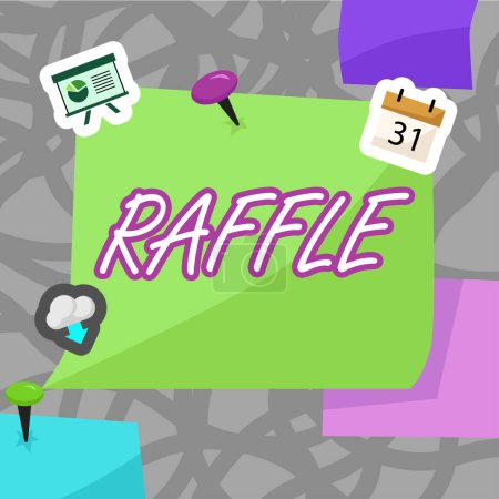 Photo for Text showing inspiration Raffle, Word for means of raising money by selling numbered tickets offer as prize - Royalty Free Image