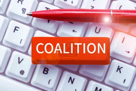 Handschrift-Zeichen Koalition, Internet-Konzept ein temporäres Bündnis unterschiedlicher Parteien, Personen oder Staaten für gemeinsames Handeln