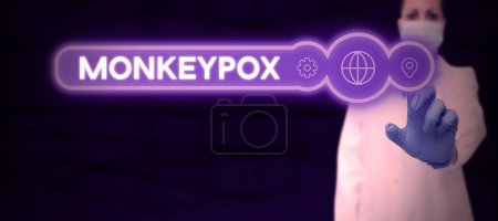 Photo for Sign displaying Monkeypox, Word for poxvirus of Africa caused by chiefly in wild rodents and primates - Royalty Free Image