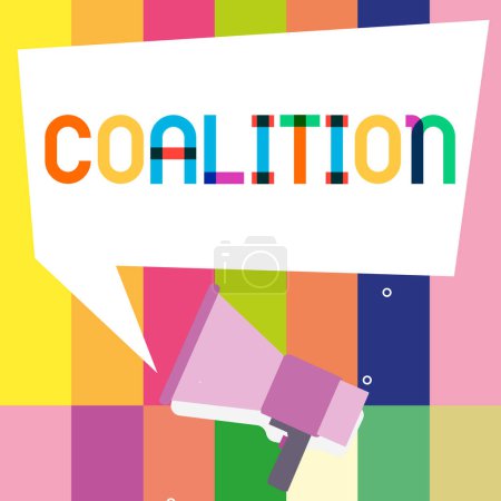 Konzeptionelle Darstellung Koalition, Geschäftskonzept ein temporäres Bündnis unterschiedlicher Parteien, Personen oder Staaten für gemeinsames Handeln