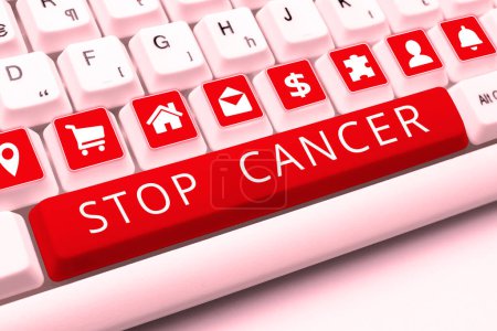 Téléchargez les photos : Affichage conceptuel Stop Cancer, Concept d'entreprise Pratique consistant à prendre des mesures actives pour réduire le taux de cancer - en image libre de droit