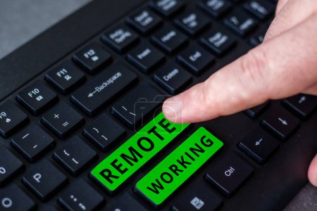 Photo for Conceptual display Remote Working, Word Written on situation in which an employee works mainly from home - Royalty Free Image