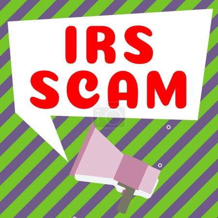 Téléchargez les photos : Légende textuelle présentant Irs Scam, Aperçu de l'entreprise ciblé contribuables en prétendant être l'Internal Revenue Service - en image libre de droit