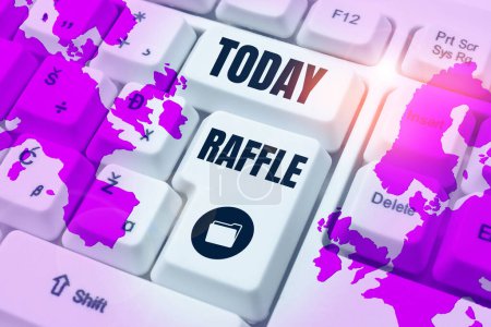 Photo for Text showing inspiration Raffle, Business overview means of raising money by selling numbered tickets offer as prize - Royalty Free Image