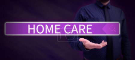 Foto de Señal de escritura a mano Home Care, Internet Concept Lugar donde las personas pueden obtener el mejor servicio de confort prestado - Imagen libre de derechos