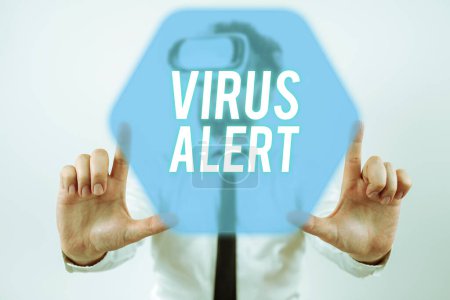 Téléchargez les photos : Signal d'écriture à la main Alerte Virus, Message d'idée d'entreprise avertissement d'une menace de virus informatique inexistante - en image libre de droit