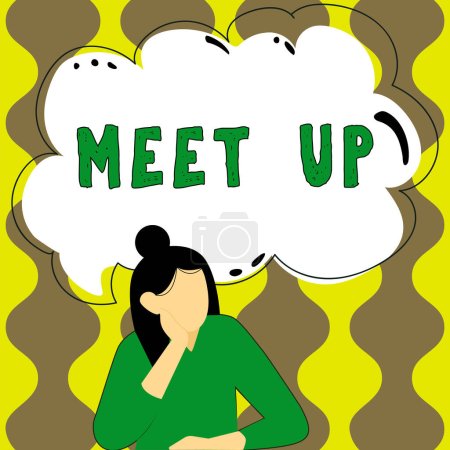 Inspiration zeigt Zeichen Meet Up, Geschäftskonzept Informelles Treffen Treffen Teamwork Diskussionsgruppe Zusammenarbeit