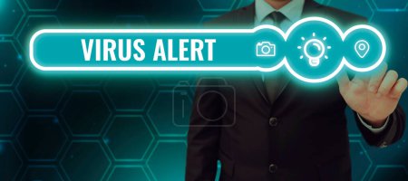 Téléchargez les photos : Texte manuscrit Virus Alert, Business concept message avertissement d'une menace de virus informatique inexistante - en image libre de droit