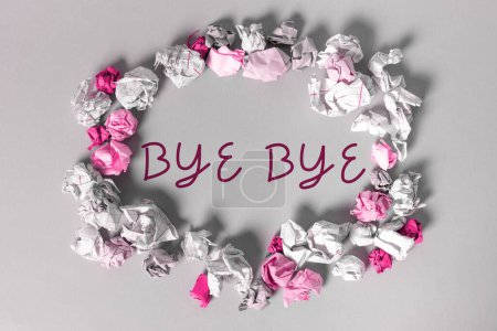 Téléchargez les photos : Panneau affichant Bye Bye, Parole écrite sur Salutation pour quitter Adieu Salut de séparation - en image libre de droit