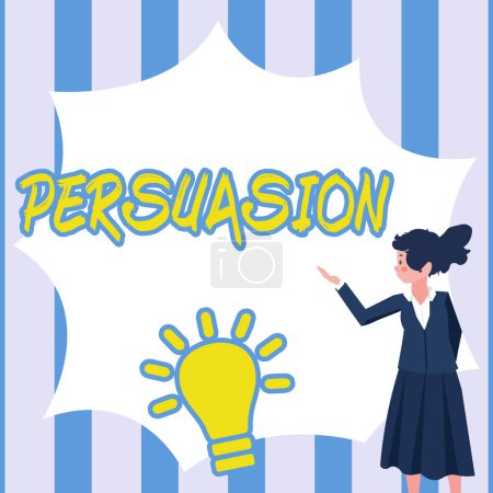 Photo for Handwriting text Persuasion, Business overview the action or fact of persuading someone or of being persuaded to do - Royalty Free Image