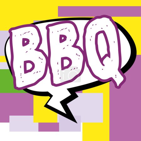Photo for Text sign showing Bbq, Business showcase usually done outdoors by smoking meat over wood or charcoal - Royalty Free Image