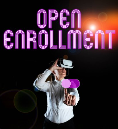 Photo for Text caption presenting Open Enrollment, Conceptual photo The yearly period when people can enroll an insurance - Royalty Free Image