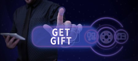 Foto de Texto de pie de foto presentando Get Gift, Palabra para algo que usted da sin recibir nada a cambio - Imagen libre de derechos